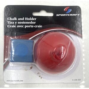Sportcraft Billiard Chalk Holder Blue Chalk Cube Bumper Pool Snooker Billiards